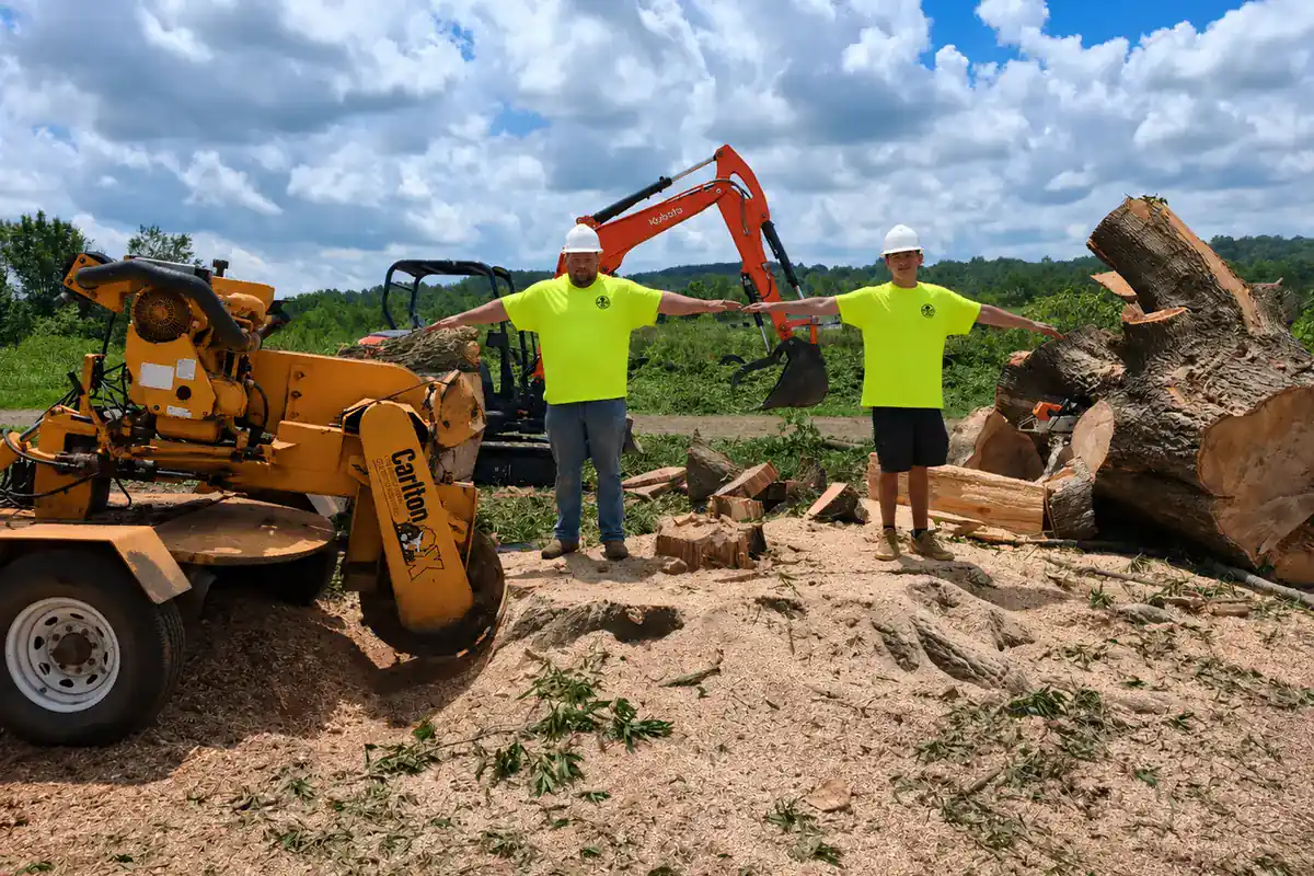 Hyler’s crew and equipment at a completed tree-removal site